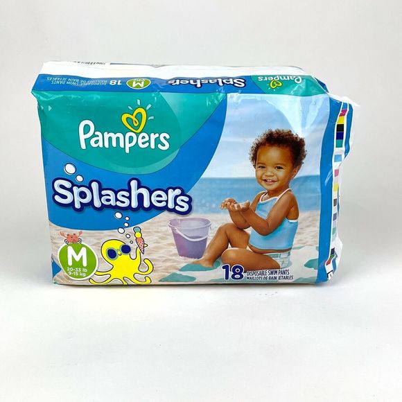 Pampers Splashers Swim Diapers Disposable Pants Medium 20-33 lb 9-15kg 18Ct - Picture 1 of 6